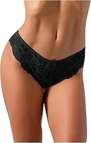 [Generic] Bra Lingerie for Women Hollow Lace Crochet Panties Out for Women Panty Underwear Sexy Lace-up Open Crotch Lingerie for Women