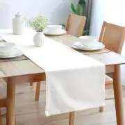 Table Runner 13x72 in Long | Cotton Canvas Fabric | White Solid Color | Machi...