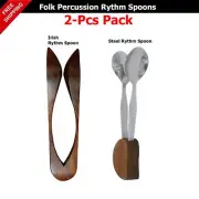 Pack of 2 Percussion Spoons Folk Instruments Musical Hand Rhythm Spoons Steel