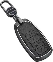 ontto Metal Key fob Cover fit for Chery Omoda 5 C5 Tigo 7 8 Pro Max Tigo 7 8 Plus Arrizo 5 Plus keychain accessories Leather Smart Key Case shell Holder Keyring auto styling 4 buttons Black