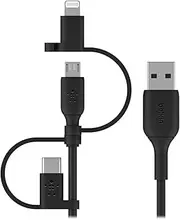 Belkin Universal Cable (3-in-1 USB-C, Lightning, Micro-USB Charging Cable) Charge Smartphones, Tablets, Power Banks and More (3.3ft/1m)