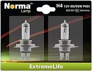 Norma 214611 202 H4 Halogen Headlamp Bulb Double Blister Extreme Life 12 V 60/55 W P43T