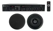 Rockville Commercial Amplifier+2) 5.25" 2Way Black Ceiling Speakers 4 Restaurant