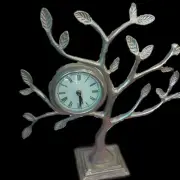 Pier 1 Home Decor Silver Tone Metal Family Tree Clock, 16 3/8"