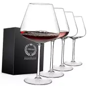 Super Large 28Oz Wine Glasses Set of 4, Hand Blown Crystal Red Wine or White