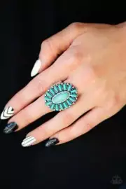 Paparazzi Adjustable Stretch Ring "Cactus Cabana" Blue