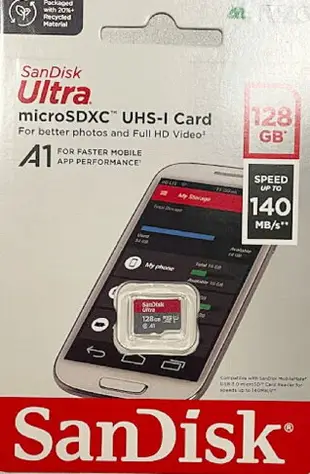 SanDisk 128GB 128G microSD Ultra【140MB/s】SDXC U1 C10 SDSQUAB-128G 手機記憶卡