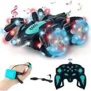 Gesture Sensing RC Stunt Car with Light, 2.4G 4WD Hand Controlled Gravity Remote Control Car Toy with 360 Degree Flips Car for Boys Age 6 and Up, Black