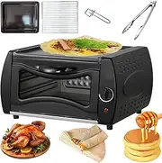 2-in-1 Tandoor Oven, Electric Roti Maker with Temperature Control/Visual Glass/hot Top Plate Door, Bake Tray/Bake Rack/Tray Handle, 2100w Pizza Oven for Chapati Lahmacun Manakish Naan Bread Square