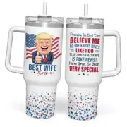 Best Ever Tumbler with Handle 40oz, Trump Gifts for Birthday Christmas Wife