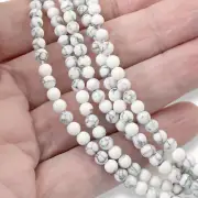 4mm White Howlite Round Beads, 90pcs Gemstone Strand for Jewelry Making