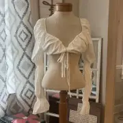 Do My Self White Peasant Top Small