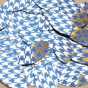 Navette Leaf Sequin 1.5" Blue Silver Houndstooth Pattern Metallic