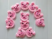 10 pcs handmade crochet pig face for decorating. Diameter approx. 1.50"
