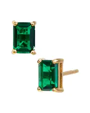Savvy Cie 18K Over Silver Emerald May Birthstone Earrings
