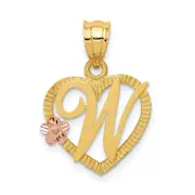 14k Two-tone Gold Two-tone Gold Heart Letter W Initial Pendant