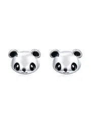 Solid 925 Sterling Silver Panda Face Earrings