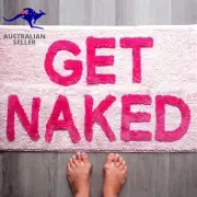 Get Naked Bath Mat Pink Funny Cute Bathroom Rugs Peach Blush Rug Shower Funny Ba