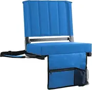 Stadium Seats, bleacher Chairs with backrest and seat Cushions, Portable bleacher Seats Including Shoulder Straps, Cup Holders and Side Pockets, Concert Match Bleachers(Blue)