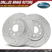 2x Front Driver & Passenger Drilled Brake Rotors for for Jeep Wrangler 2018-2023 (for: Jeep)