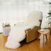 Real Sheepskin Rug Fluffy Sheepskin Throw Genuine Sheepskin Rug Sheepskin Seat Covers for Chairs Recliner Sofa (2.3x6.5ft) (Color : Ivory)