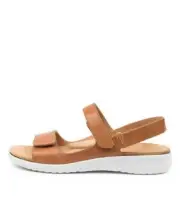 New Ziera Benji Xw Tan Wht Leather Womens Shoes Casual Sandals Sandals Flat