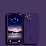 2023 Liquid Silicone for Magnetic Wireless Charge Case for iPhone 14 13 12 11 Pro Max XS Mini X XR 7 8 Plus Soft Cover,Dark Purple,for iPhone XR