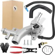 Upgraded Coolant Water Outlet Housing Aluminum with Hoses Replace 25193922 902-846 13251447 for Chevy Sonic Trax Volt Buick Encore 1.4L Water Outlet