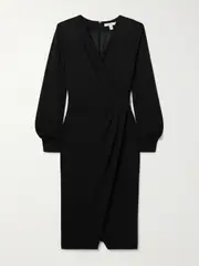 [Max Mara] Max Mara - Virtus Wrap-effect Jersey Midi Dress - Black - UK 2 UK 2 Black