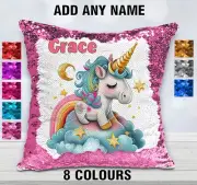 Baby Unicorn Cushion Cover Sequin Throw Pillow Flip Sequins Personalised