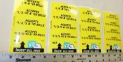 Mars yellow decal label sets for bill acceptor validators, qty 4 for 1 price