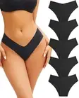 Women’s Seamless Underwear Soft Stretch Briefs Invisibles Hipster V Cut cheek...