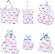 COLORFUL CANDY STYLE Laura Ashley NU304000 School Entrance School Entrance 6-Piece Set, Lesson Bag, Quilting (Gusset), Shoe Case, Drawstring Gymnastics Clothes, Lunch Bag, Cup Bag, Small Items,