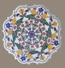 White Marble Coffee Table Top Multicolor Gemstone Inlay Work Sofa Side Table