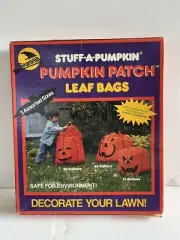 Vintage Halloween Pumpkin Patch Stuff A Pumpkin Lawn Leaf Bags 1989 3 Sizes NOS