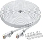New Cat6 Ethernet Cable 75 FT White Flat RJ45 Computer Internet LAN Network (B13
