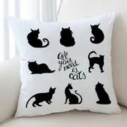 Black and White All You Need is Cats Cushion Cover