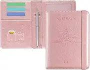 [DMLuna] Passport Holder Premium PU Leather Travel Passport Wallet RFID Blocking Passport Cover Case Travel Documents Organizer with Pen Holder, for Women and Men