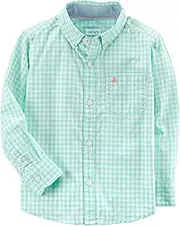 [Carter's] Boys' Checkered Poplin Button-Front Shirt, Mint