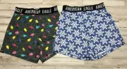 American Eagle Mens boxer shorts lot of 2 SOFT Christmas lights snowflakes XS sm