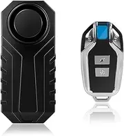 Bicycle Anti-theft Alarm with Remote, Waterproof Vibration Triggered Battery Operated Loud 113dB Wireless Siren for Motorcycle, E-Bike, Scooter, Cart, Trailer, Equipment, Fence, Door, Windows