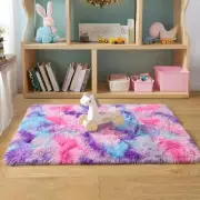 Soft Rainbow Rug for Girls Room, Cute Fluffy Girls Bedroom Rug, 2x3 Feet