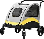 4 Wheels Pet Stroller Breathable Large Dog Pushchair Cat and Dog Trolley with 78cm Entry Door Load Up to 42kg