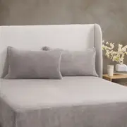 Sheraton Luxury Cosy Teddy Fitted Sheet Set Grey (Single, King Single, Double, Queen, King)