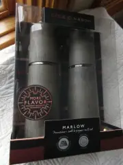 COLE & MASON MARLOW WOOD FINISH PRECISION SALT PEPPER MILL SET ADJUSTABLE GRIND