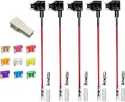 5 Pack 12V 24V Add-a-Circuit Low Profile Mini Fuse Tap, 16 AWG Piggy Back Blade Fuse Holder with Wire Harness,20 Free LP Mini Fuses and Fuse Puller Ozchillon (Low Profile Mini)