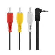 1.2M Right Angle 4 Pole 3.5mm Video Audio to 3 x RCA Composite Cable Lead Cord