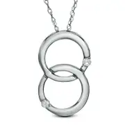 Natural Diamond Accent Double Interlocking Circles Pendant in 10K White Gold