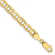 Solid 14K Yellow Gold 7 inch 5.25mm Concave Anchor with Lobster Clasp Bracelet