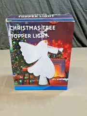 Christmas Tree Topper White Angel Light Snowflake Projector NEW